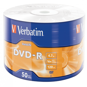 Verbatim DVD-R, 4.7GB 16x Wrap Matt Silver, 50 pieces (43791)